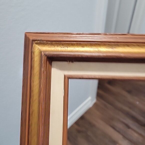 Pair Vtg MCM Wood Art Frames Linen Liner holds 9x12 & 5 x7 no glass Gallery Wall - Picture 8 of 15